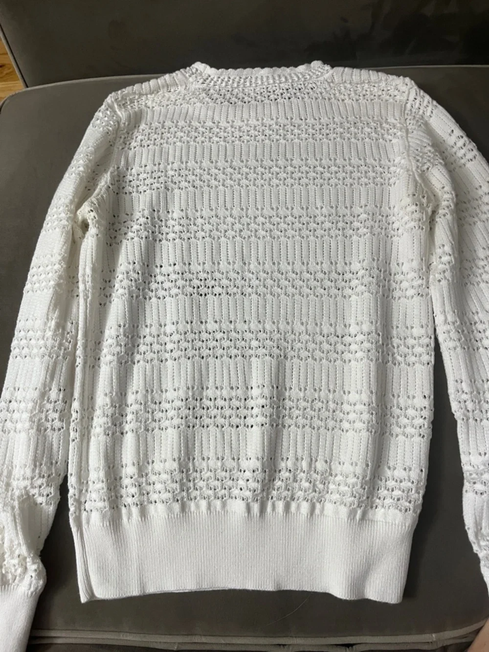LOFT White Openwork Scoopneck Knit Sweater - Picture 7 of 11